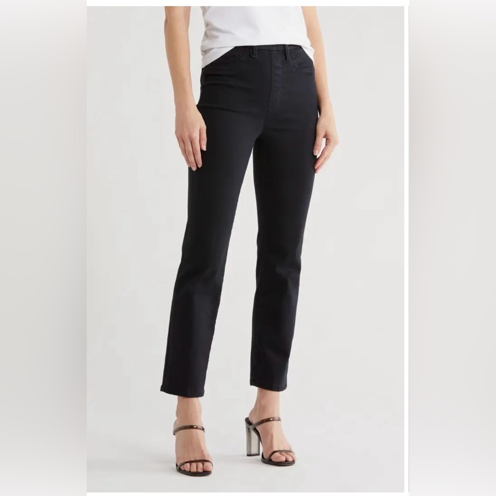 Good American Pull On Straight Leg Jeans In Black Sz Large